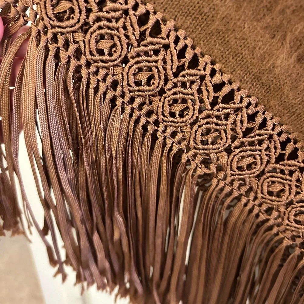 Brown Fringe Poncho - Picture 8 of 8